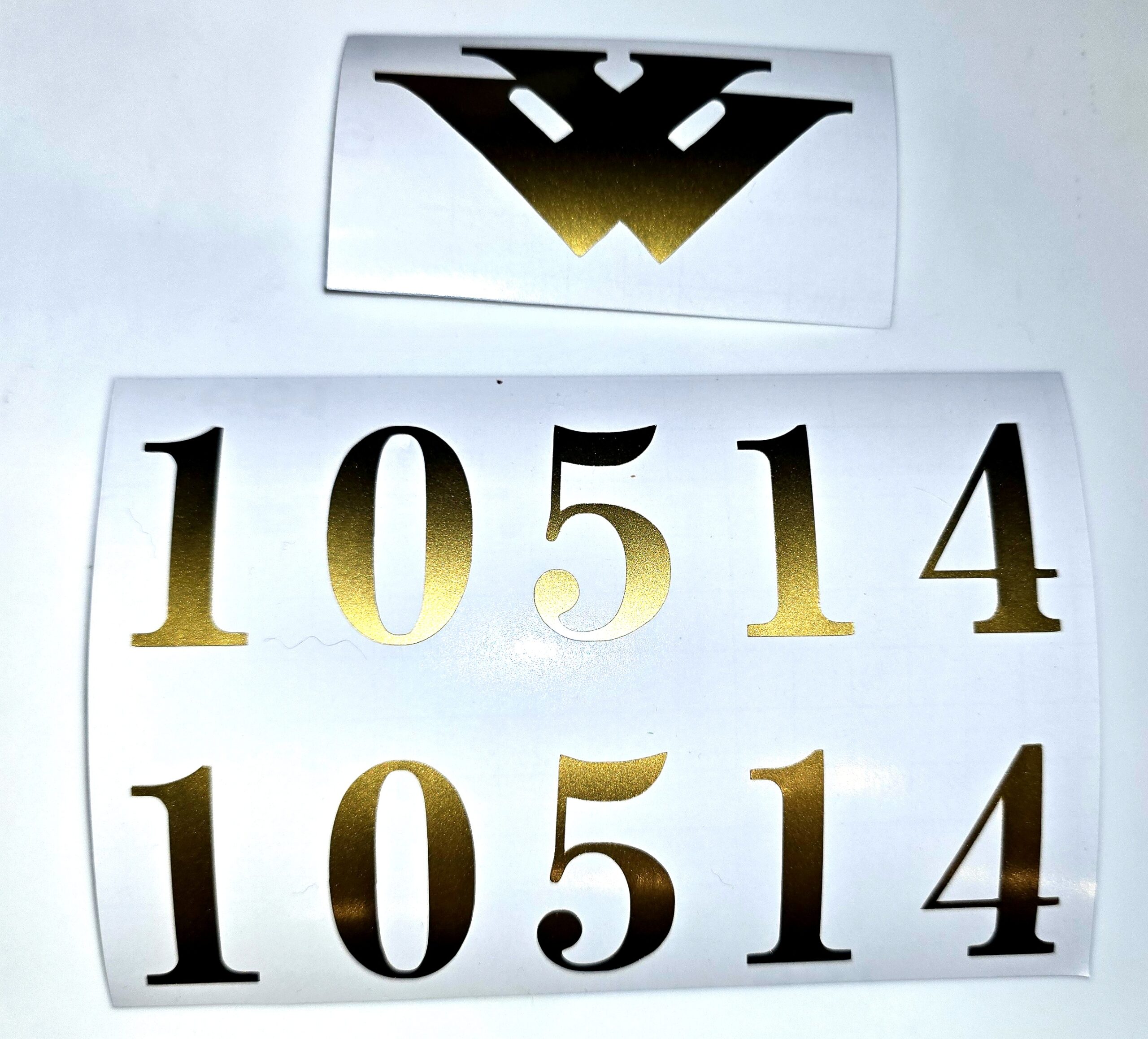 Gold vinyl mailbox numbers and W monogram from The Greens Mailbox Numbers and W Set